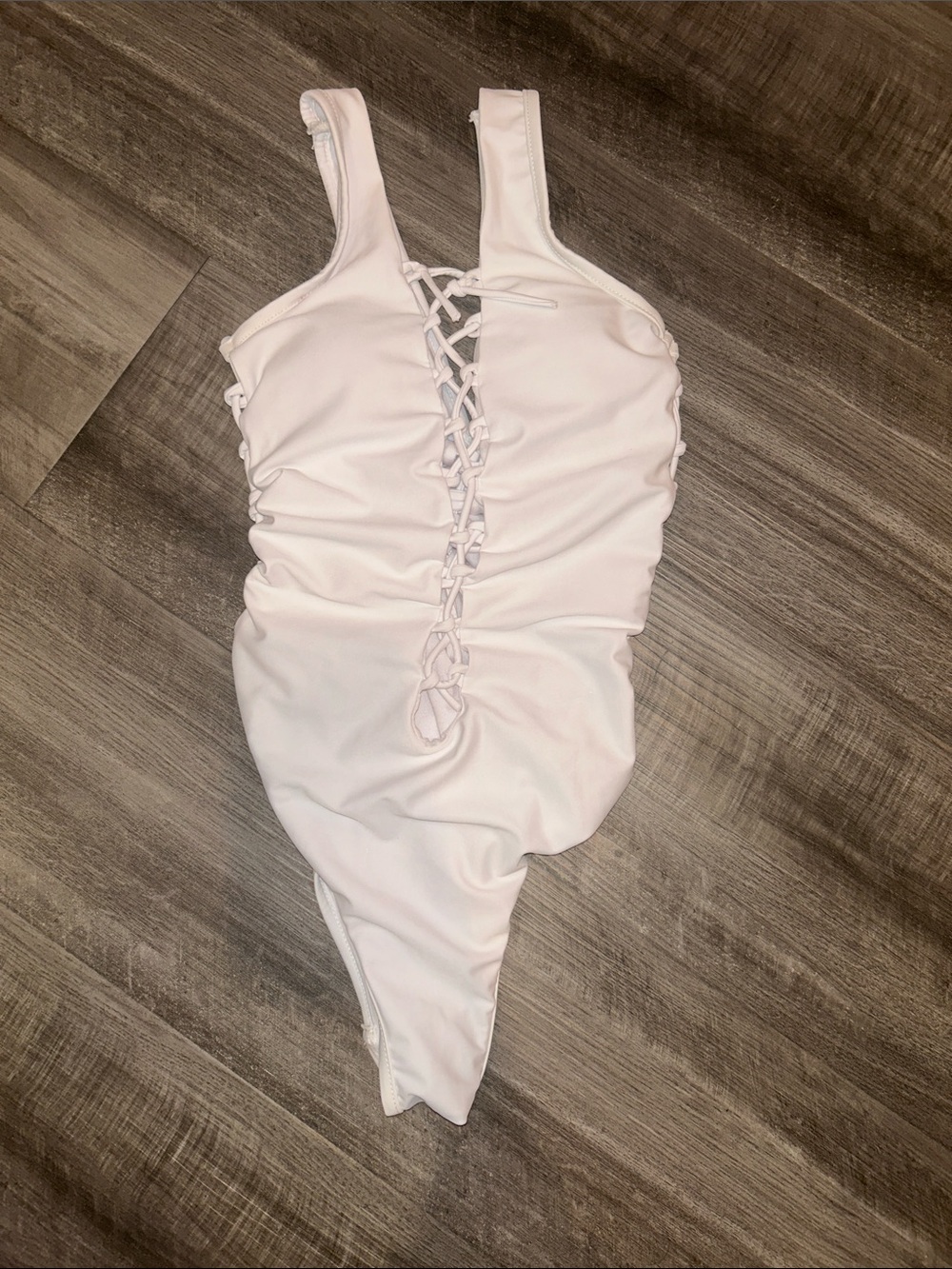 Lace-Up One-Piece Swimsuit in White